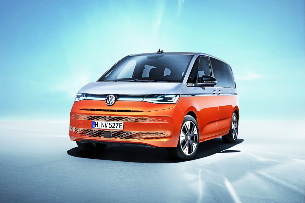 VW Multivan zweifarbig - oben weiß unten orange